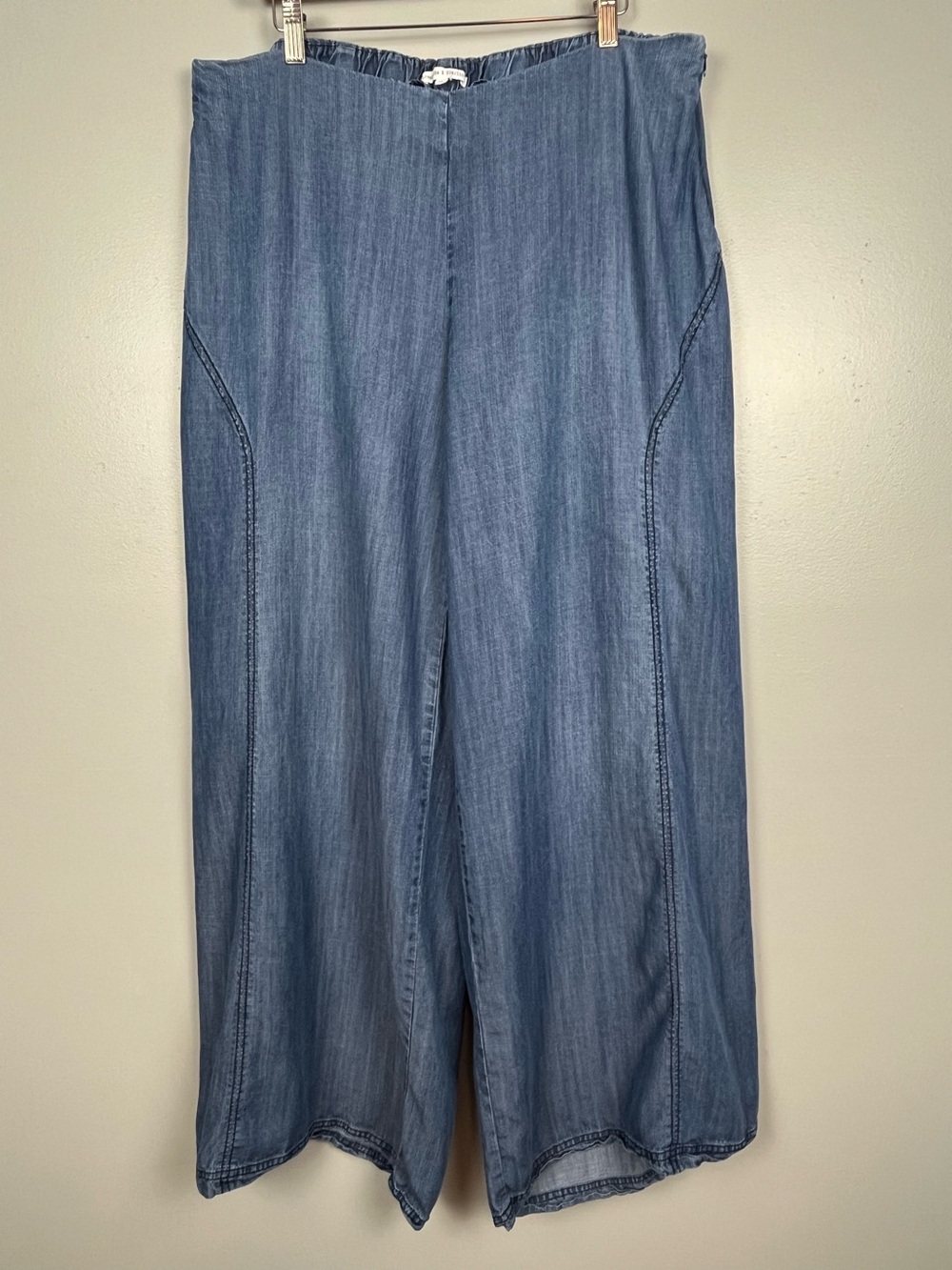 Standards & Practices Tencel chambray wide leg side zip pants, size 1X.